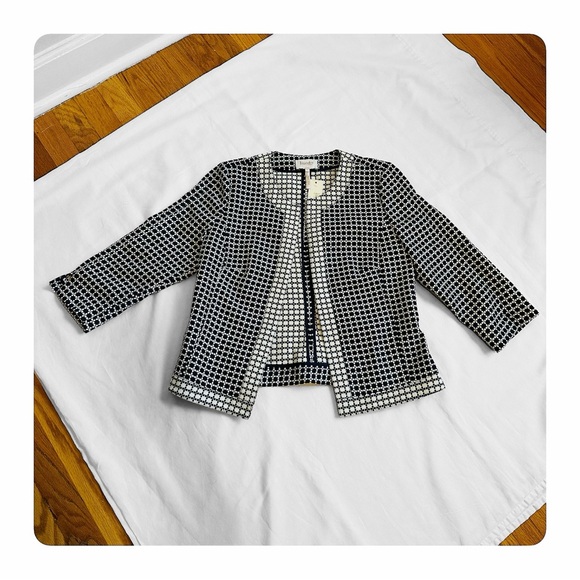 ★ NWT Laundry by Shelli Segal Structured Open Blazer - Navy Blue/White ★ - Picture 15 of 16